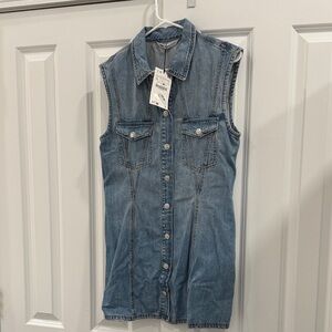 Zara Sleeveless Button-Front Denim Dress